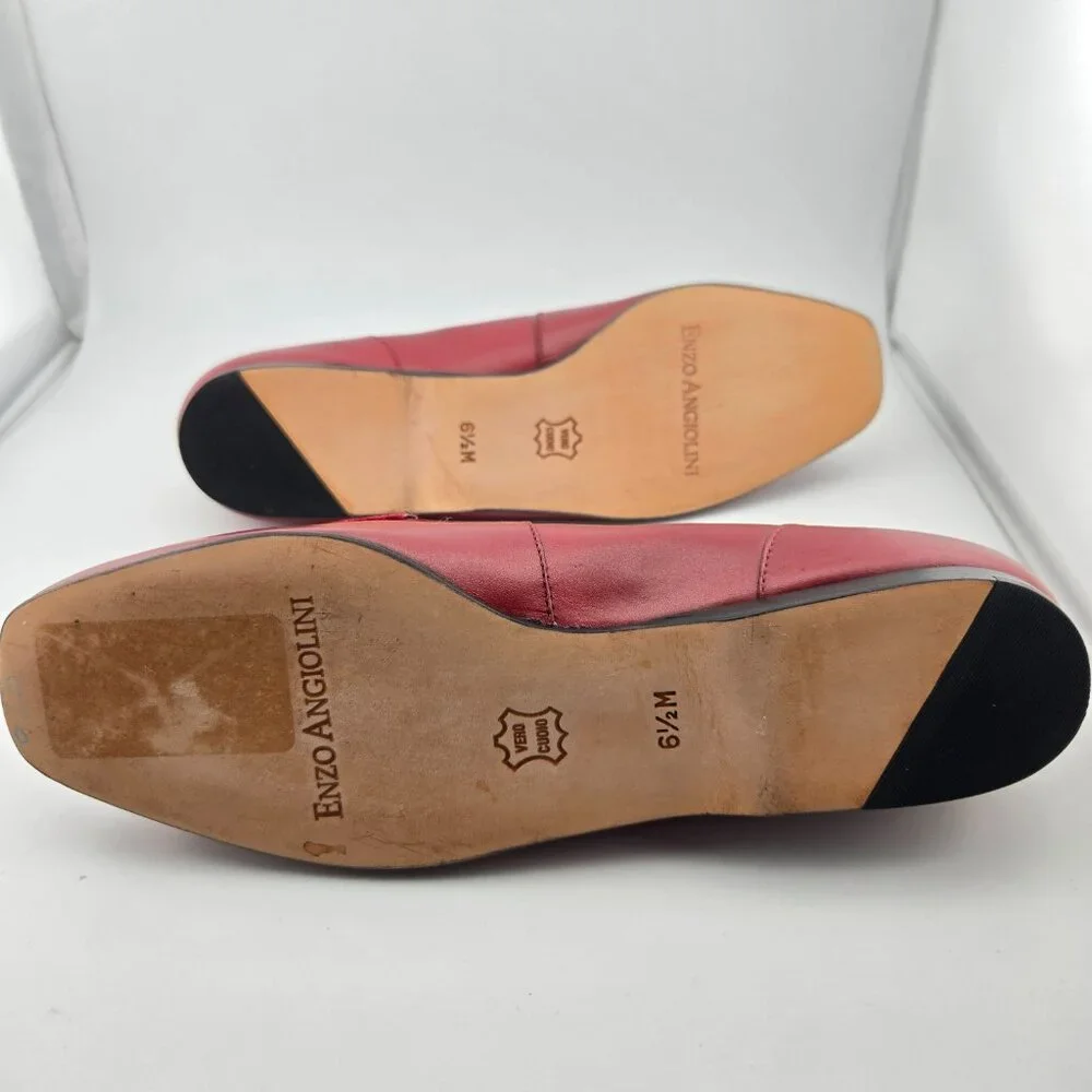 Enzo Angiolini red slip on square toed loafers - Picture 7 of 11